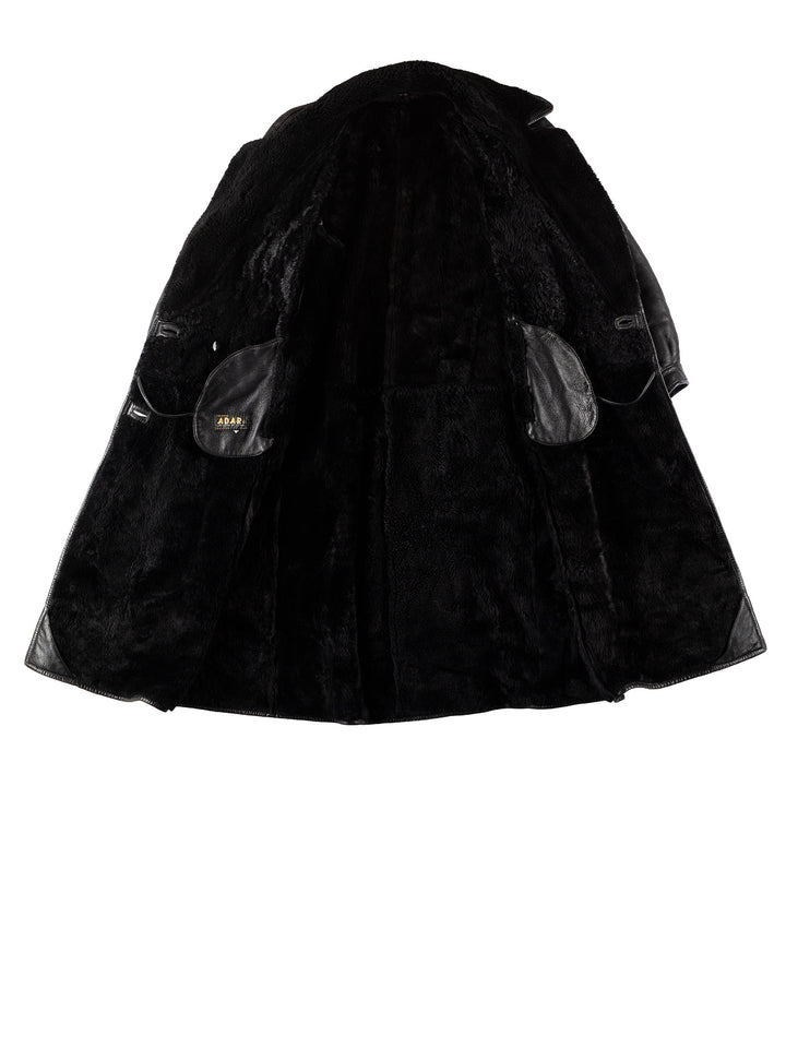 Vintage 80's Women Sheepskin Coat in BlackMN738