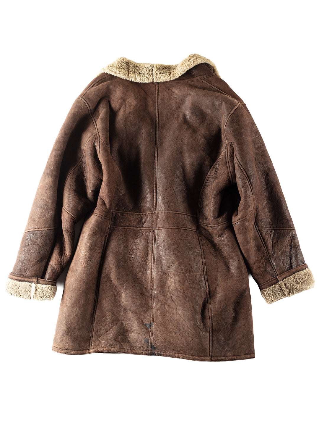 Vintage 80's Men Sheepskin Coat in Brown