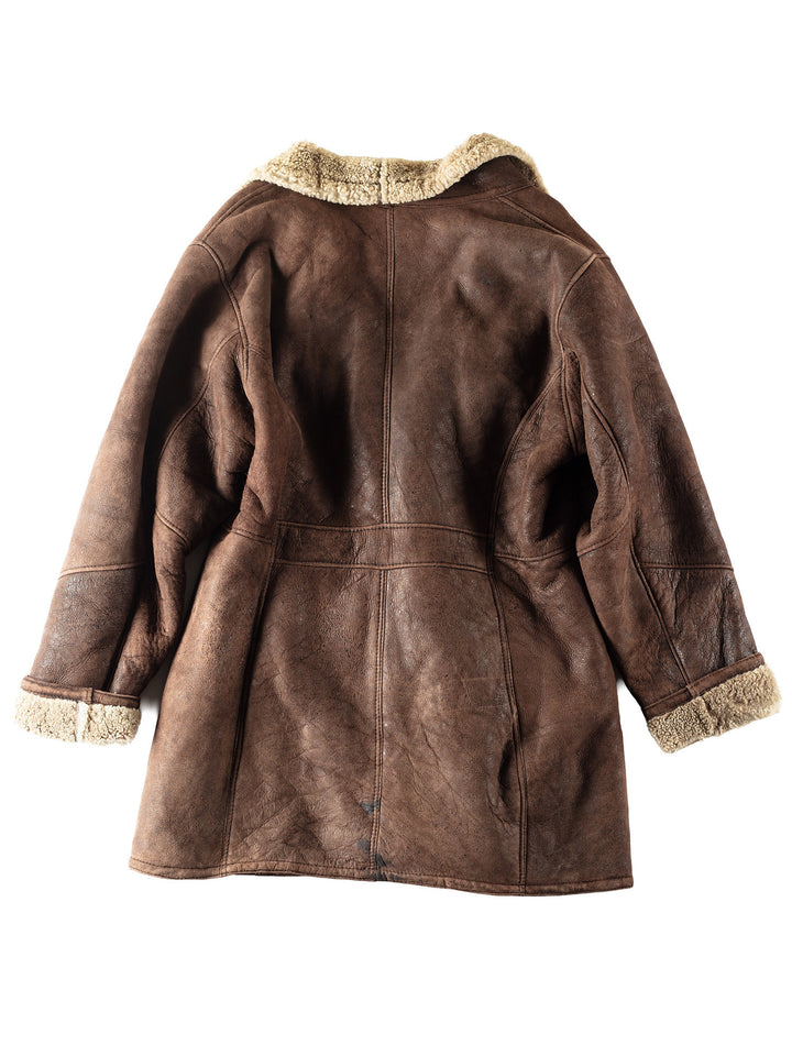 Vintage 80's Men Sheepskin Coat in Brown