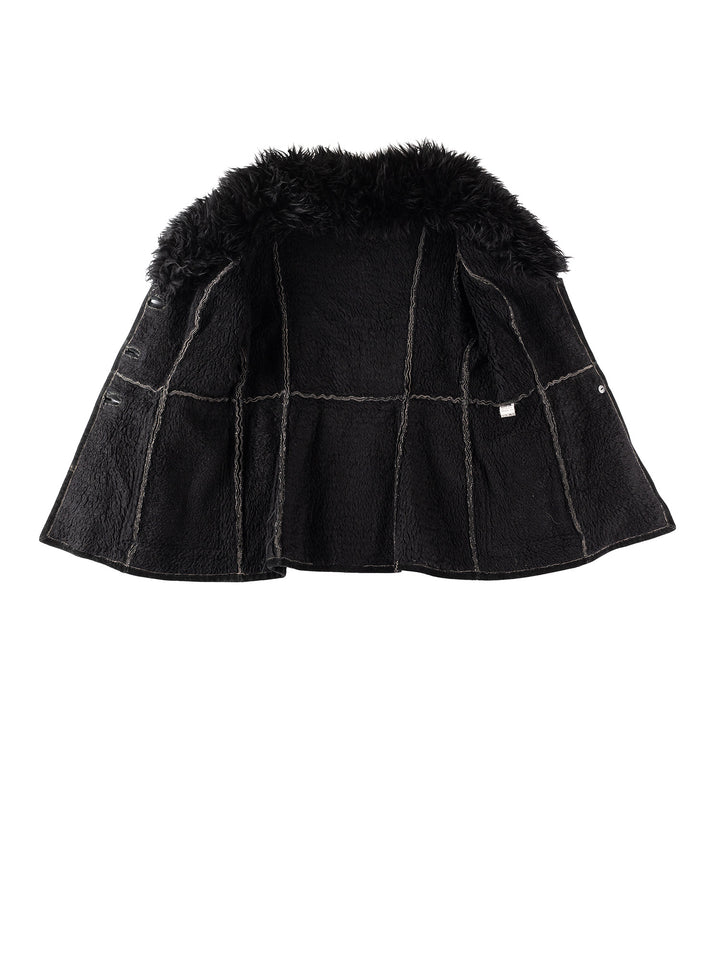 Vintage 70's Women Faux Sheepskin Jacket in BlackMN305