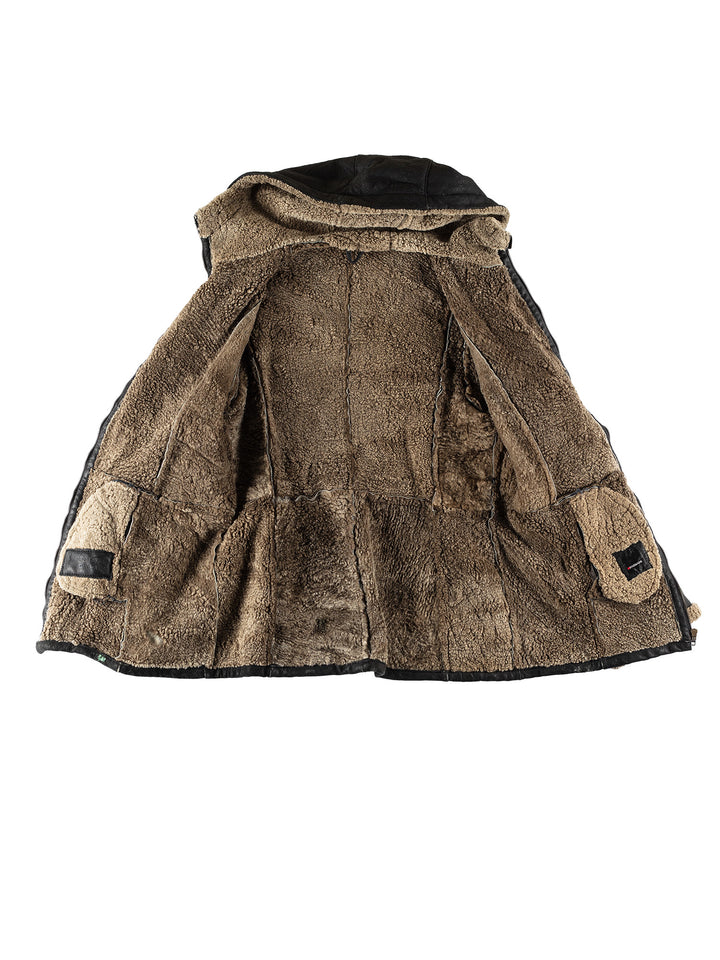 Vintage 80's Women Sheepskin Jacket in BlackMN800