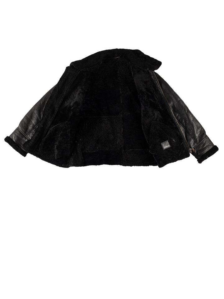 Vintage 80's Men Sheepskin Jacket in BlackVN684