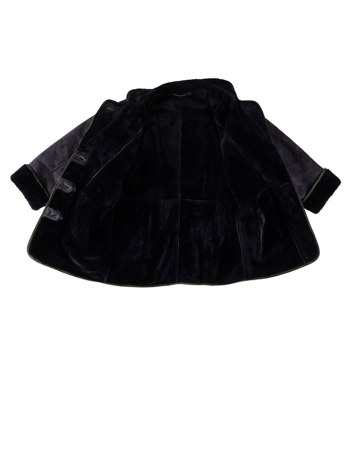 Vintage 80's Women Sheepskin Coat in BlueMN591