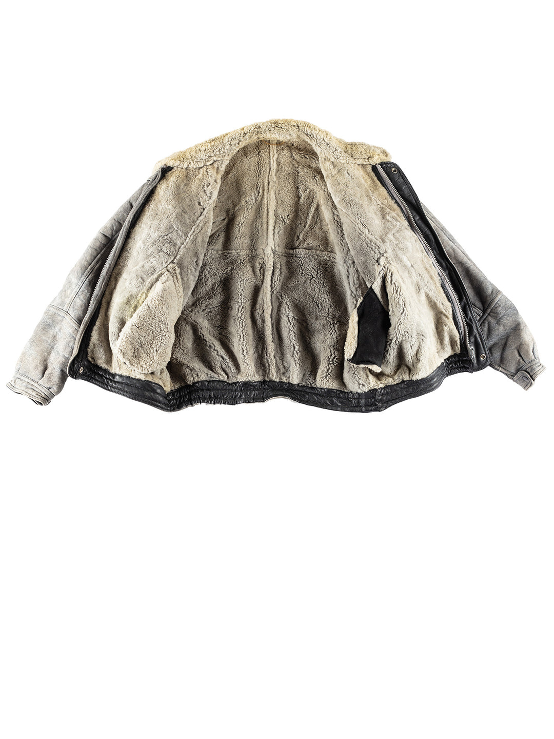 Vintage 80's Men Sheepskin Jacket in GrayVN758
