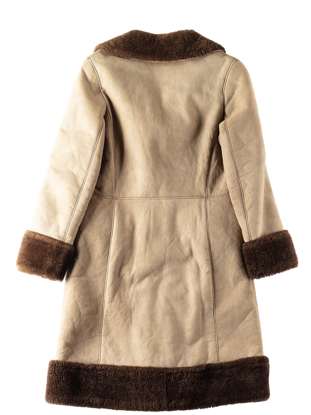 Vintage 70's Women Sheepskin Shearling Coat in Beige