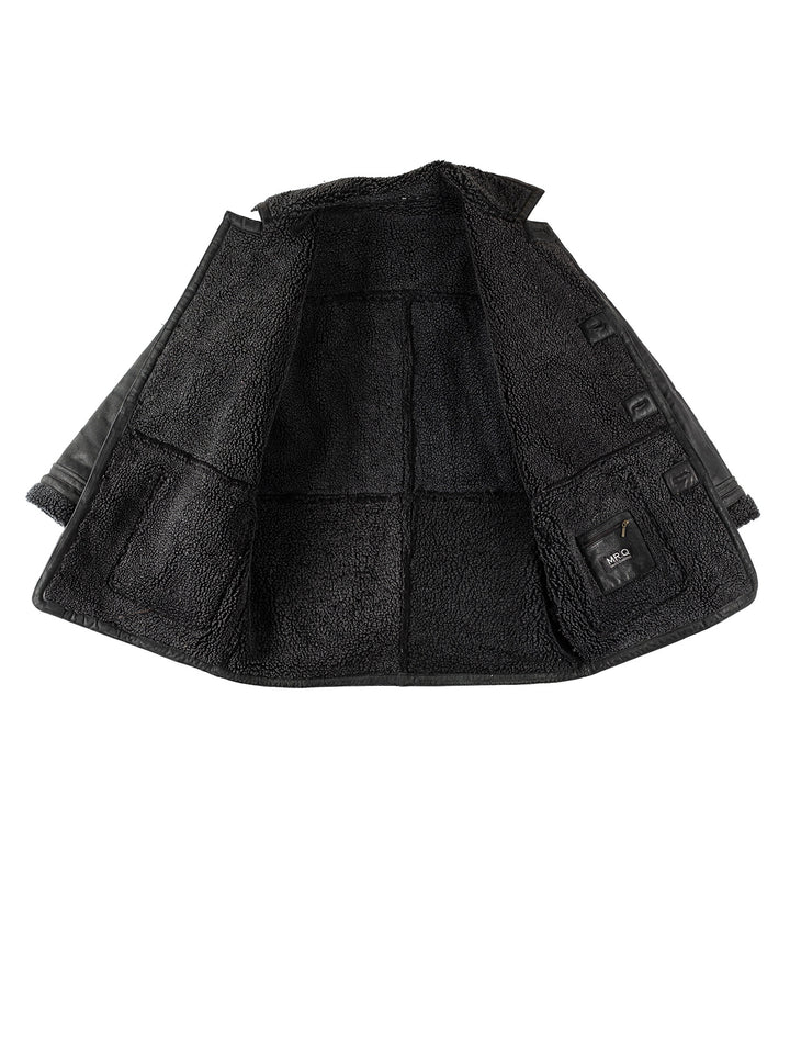 Vintage 80's Men Faux Sheepskin Coat in BlackVN370