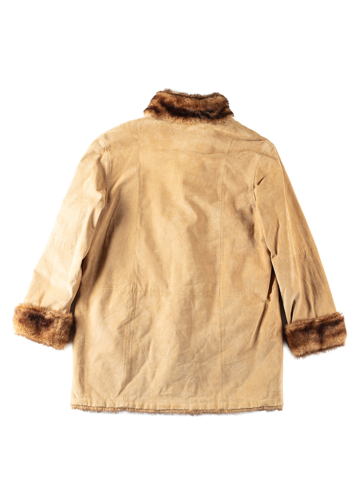 Vintage 90's Women Suede Coat in Beige