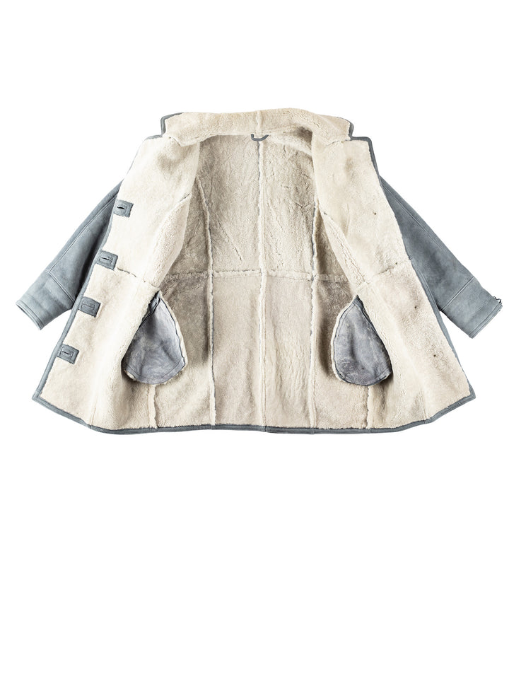 Vintage 80's Women Sheepskin Coat in GrayMN313