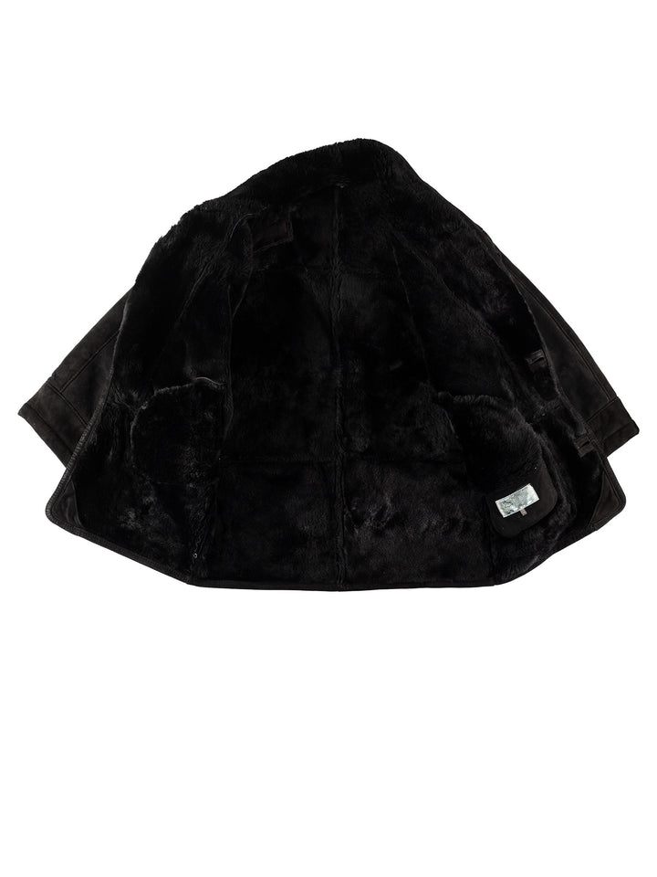 Vintage 80's Men Sheepskin Coat in BlackVN712