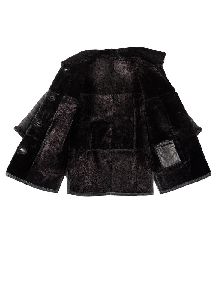 Vintage 80's Women Sheepskin Coat in BlackMN297