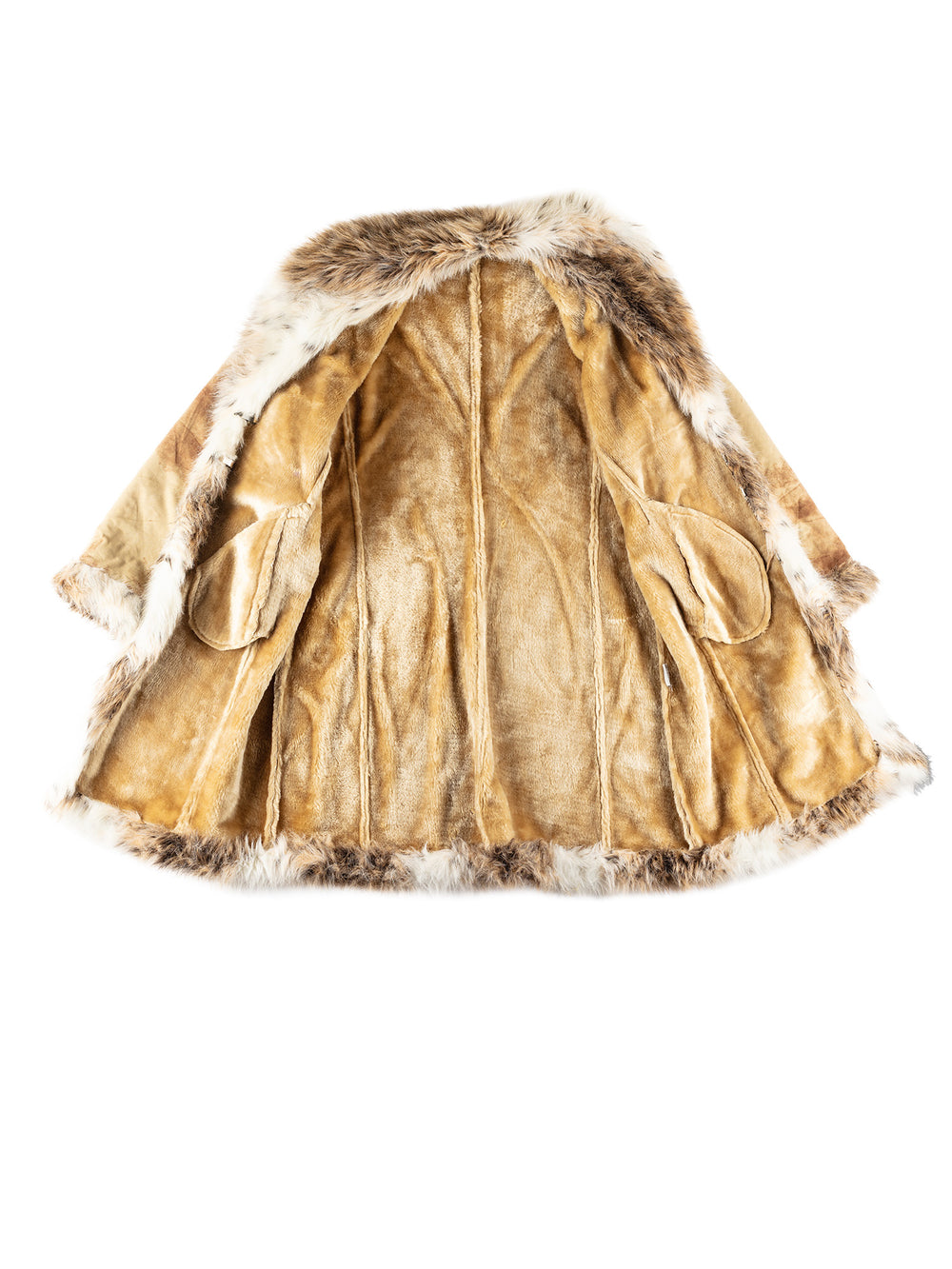 Vintage 70's Women Faux Sheepskin Coat in BeigeMN651