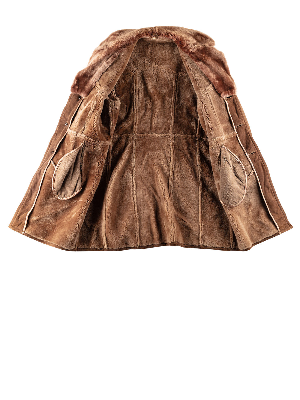 Vintage 80's Men Sheepskin Coat in BrownVN787