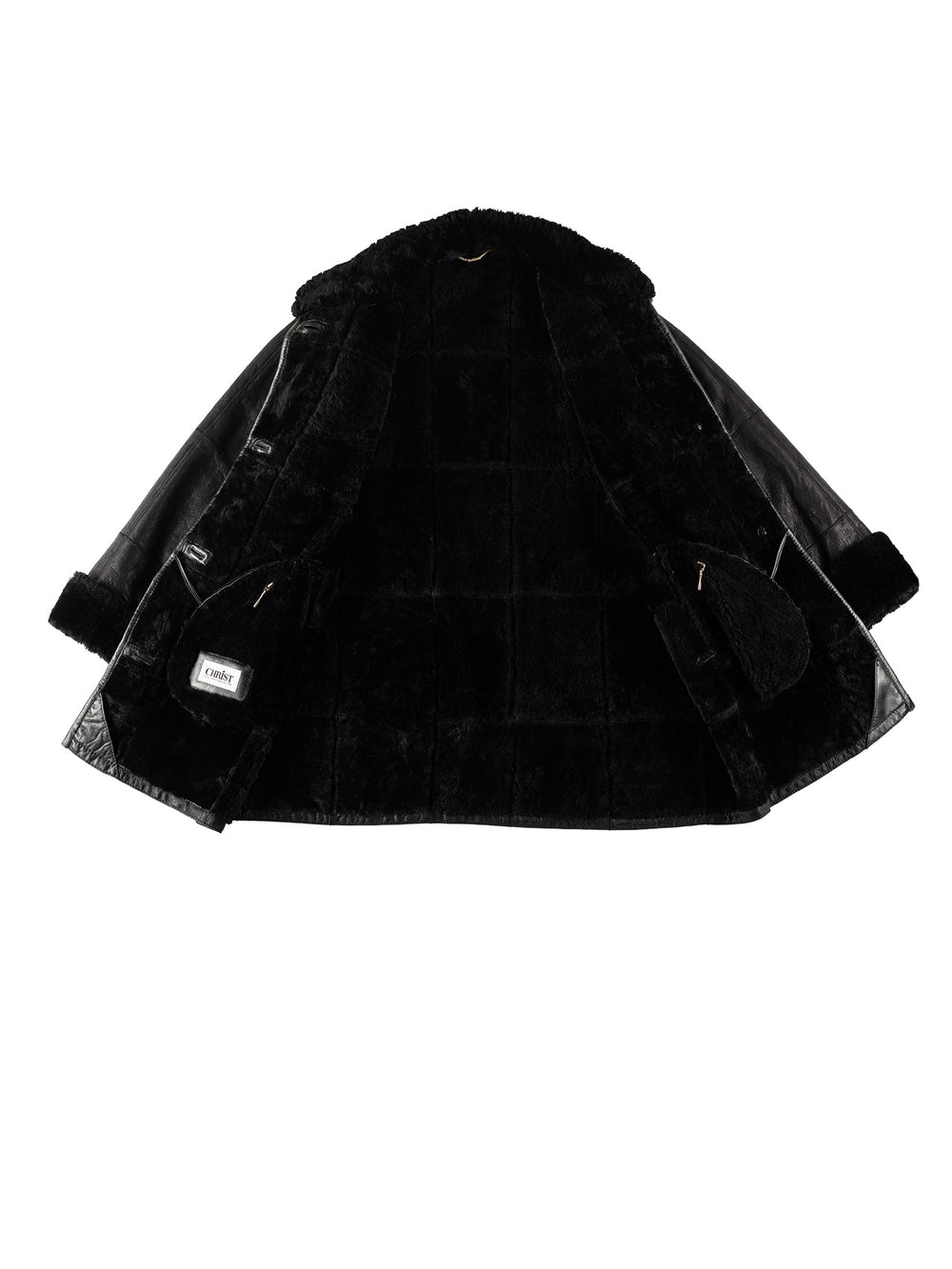 Vintage 80's Women Sheepskin Coat in BlackMN692