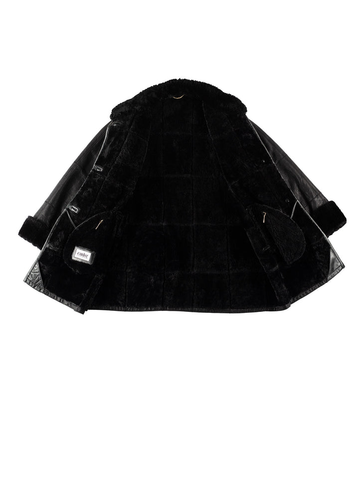Vintage 80's Women Sheepskin Coat in BlackMN692