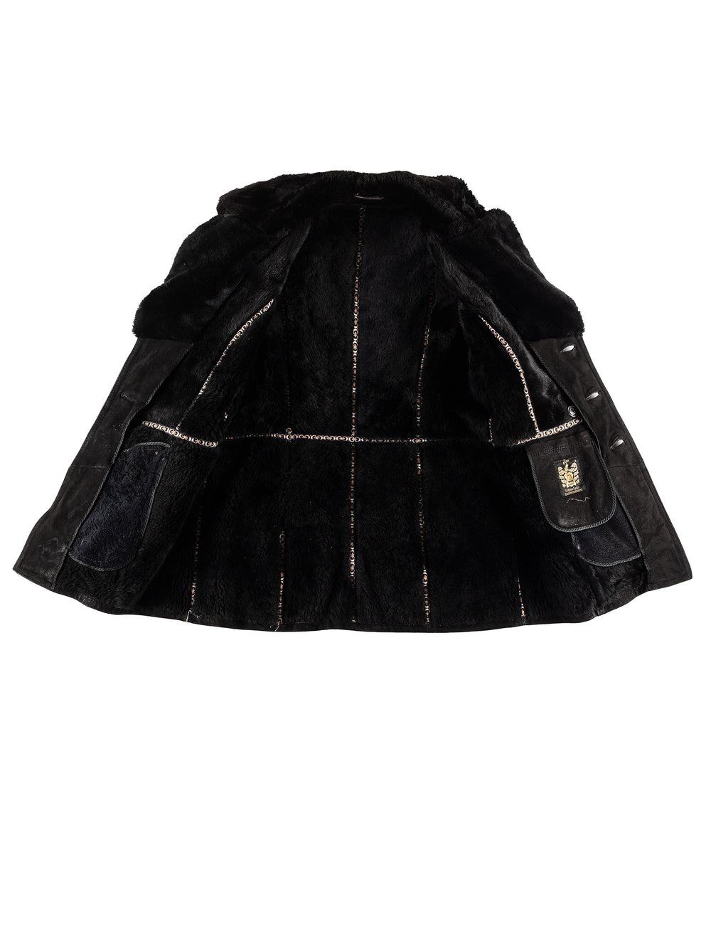Vintage 70's Men Sheepskin Coat in BlackVN453