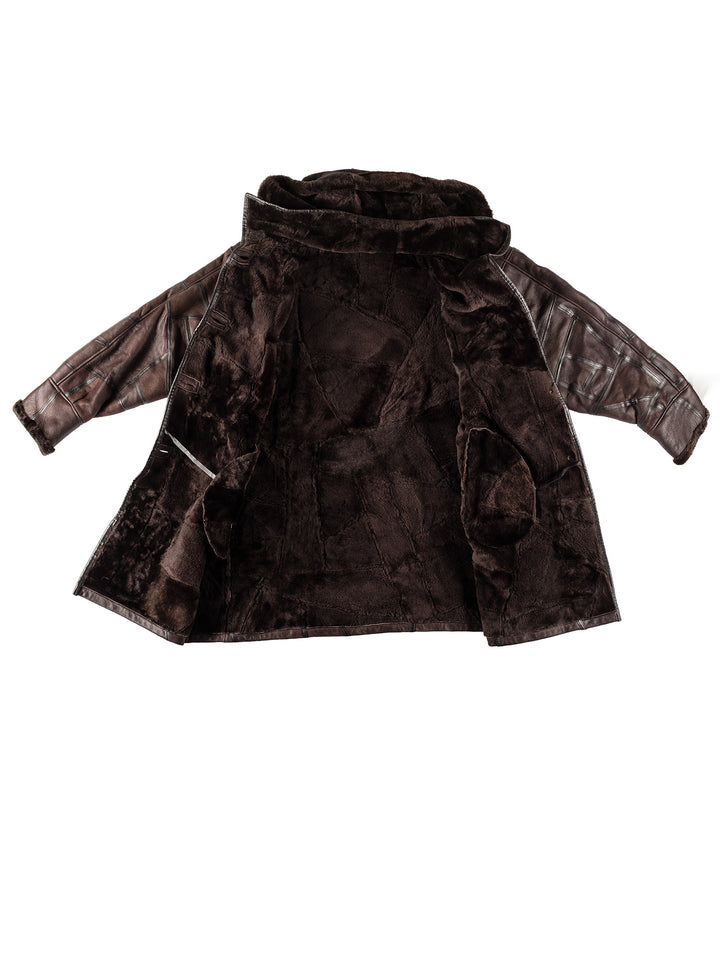 Vintage 80's Women Sheepskin Coat in BrownMN444