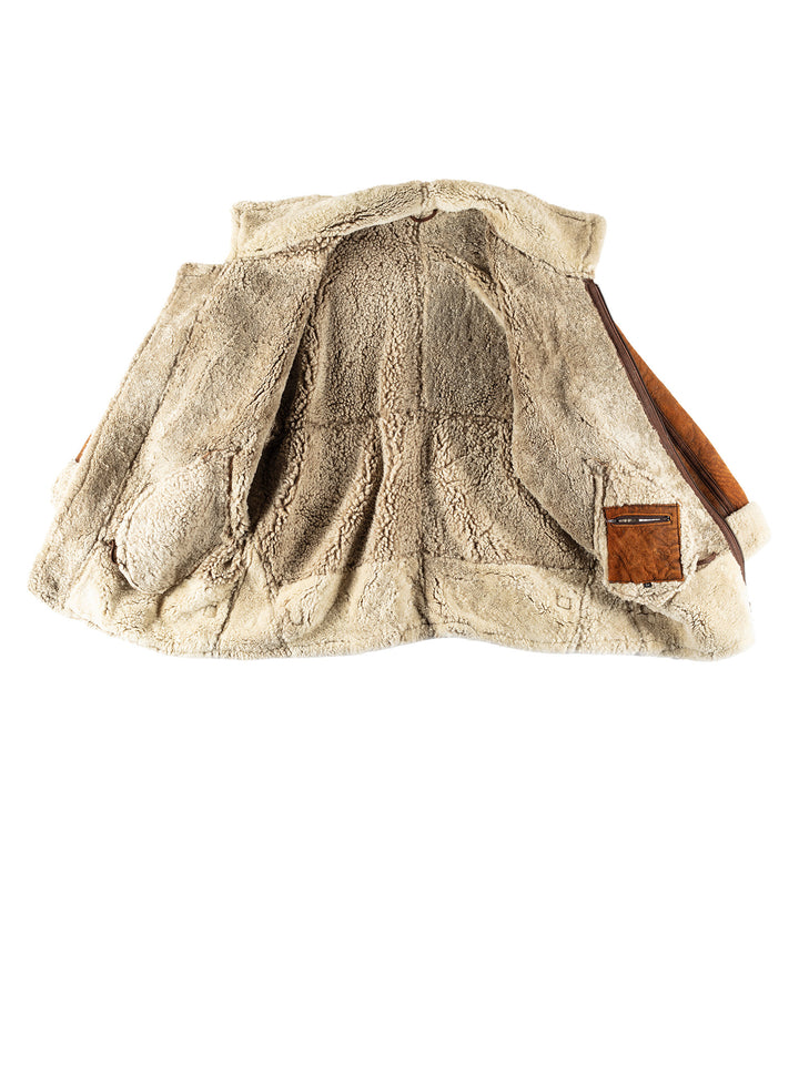 Vintage 80's Women Sheepskin Coat in BrownMN472