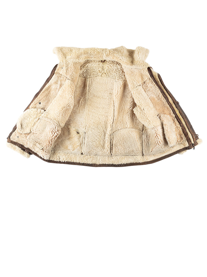 Vintage 80's Men Sheepskin Jacket in BrownVN269
