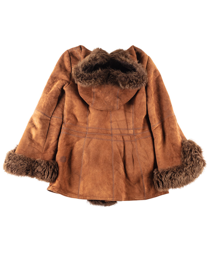 Vintage 70's Women Sheepskin Coat in Brown