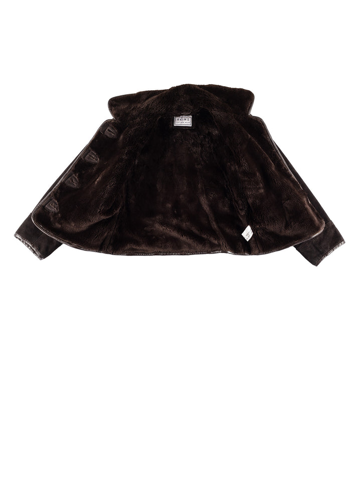 Vintage 70's Women Faux Sheepskin Jacket in BrownMN392