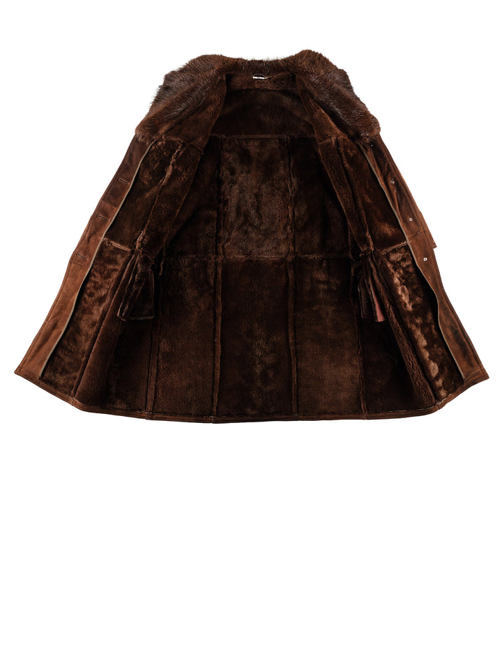 Vintage 80's Women Sheepskin Coat in BrownMN503