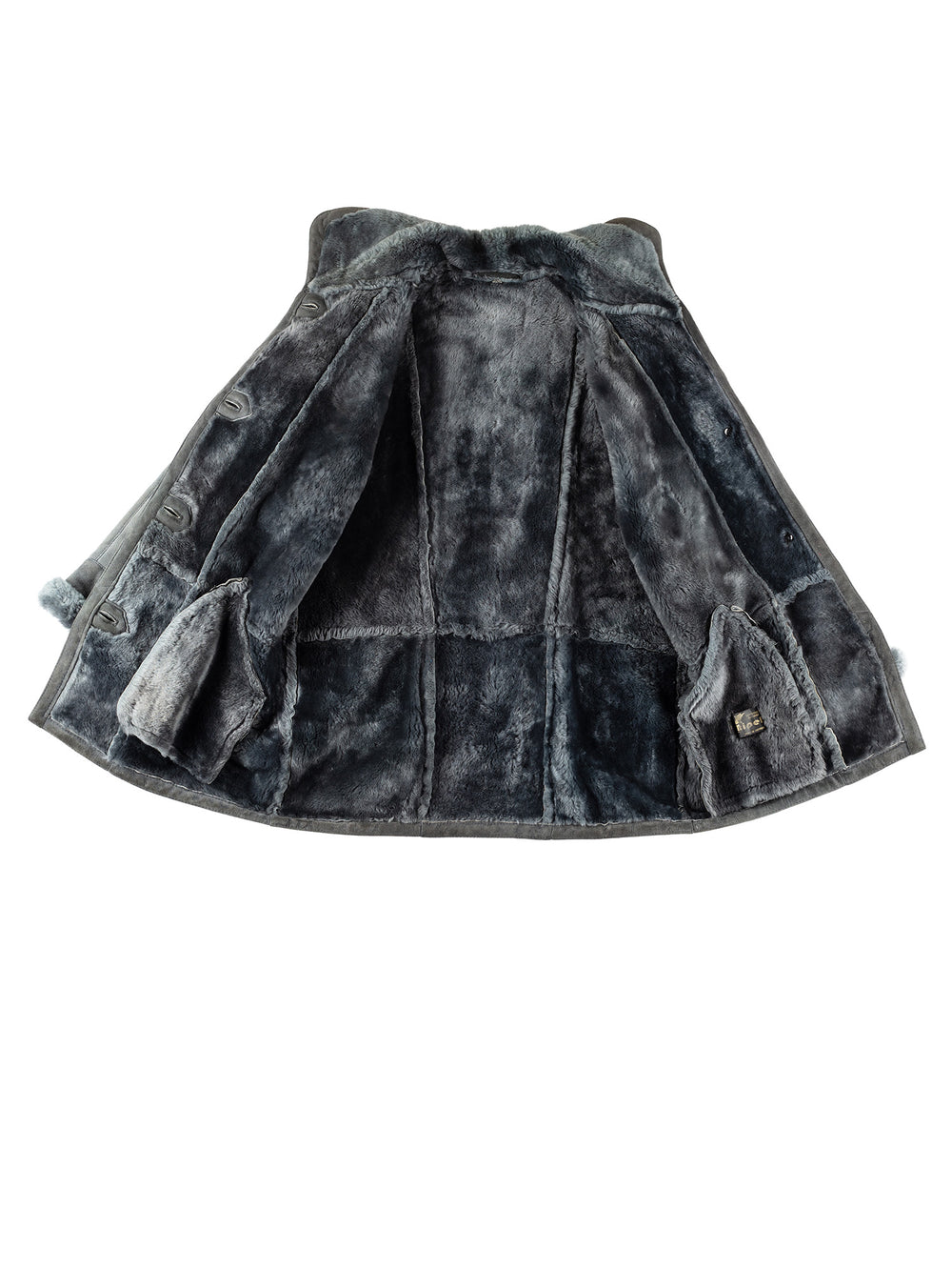 Vintage 80's Women Sheepskin Coat in GrayMN276