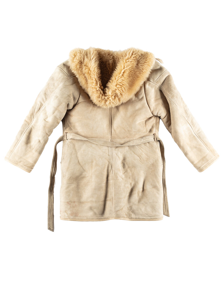 Vintage 00's Women Sheepskin Coat in Beige