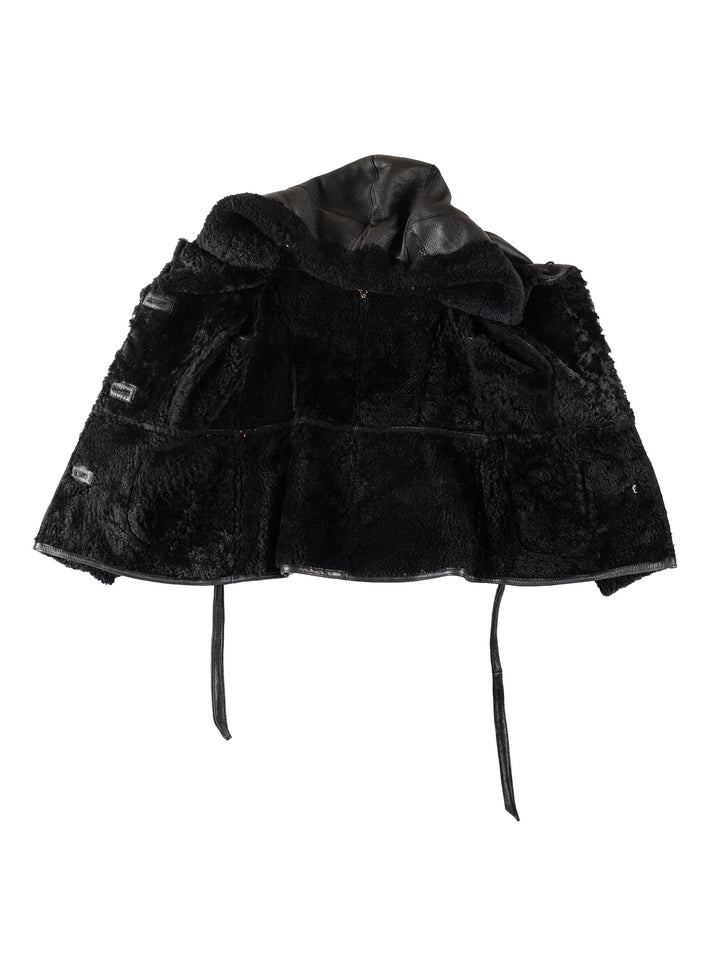 Vintage 80's Women Sheepskin Jacket in BlackMN302