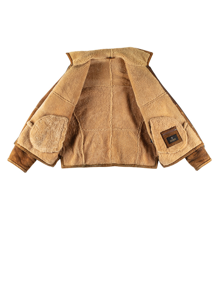 Vintage 80's Men Sheepskin Jacket in BrownVN700