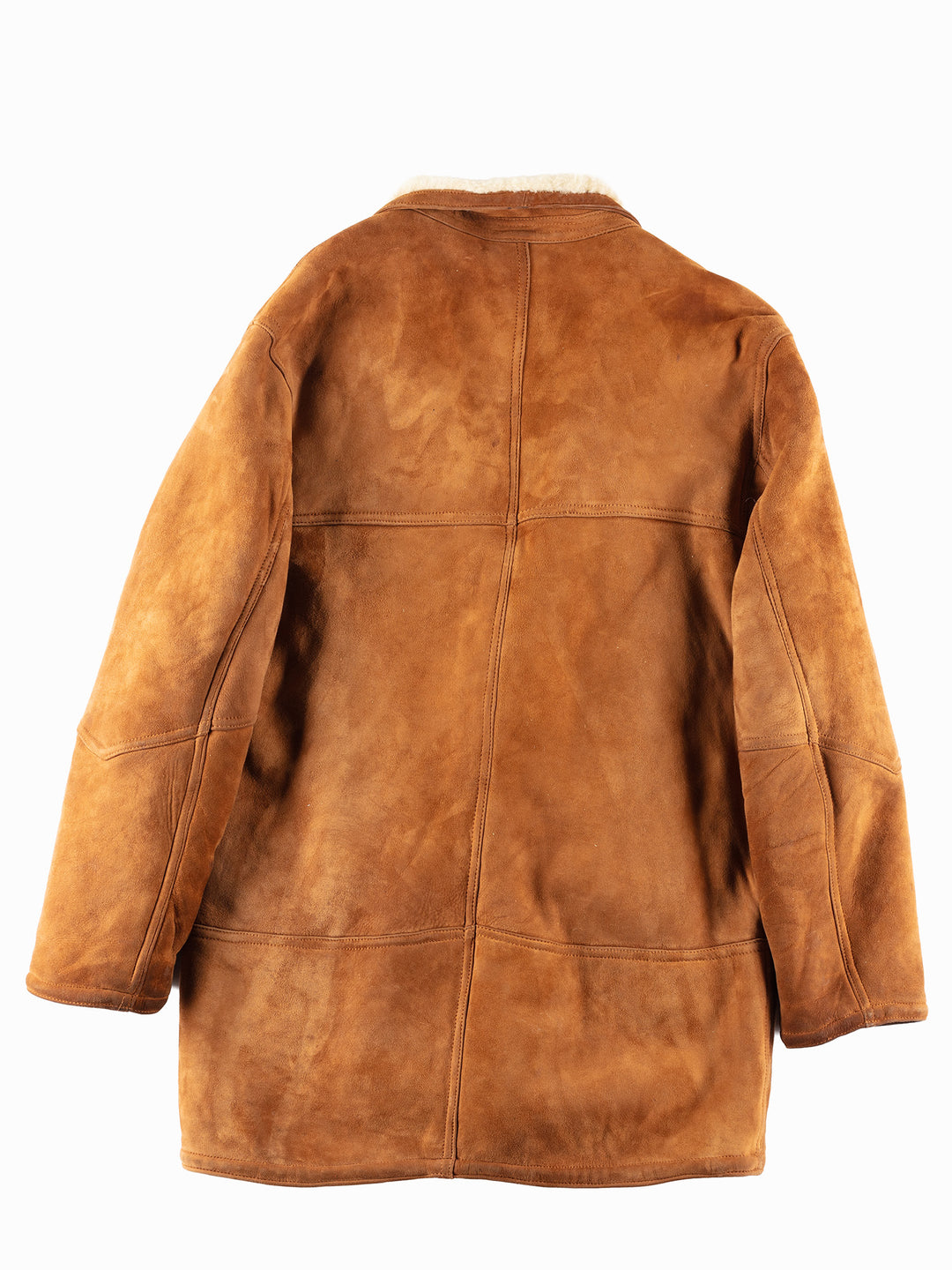 Vintage 80's Men Sheepskin Shearling Jacket in Brown