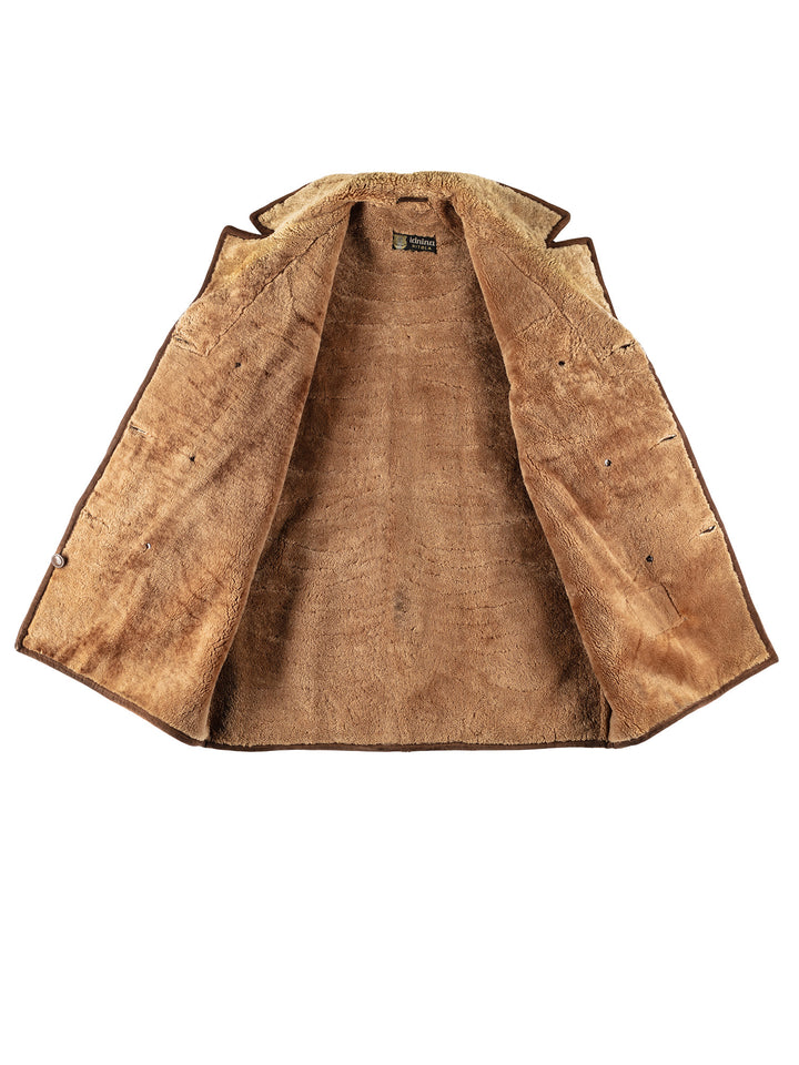 Vintage 80's Men Sheepskin Coat in BrownVN669