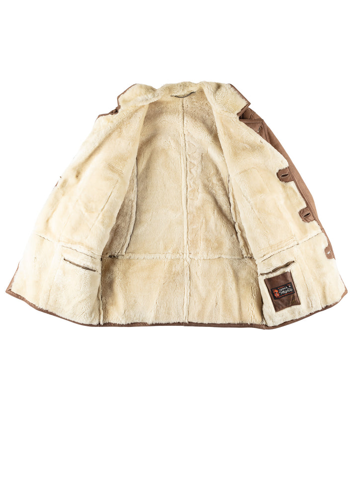 Vintage 80's Men Sheepskin Coat in BrownVN566