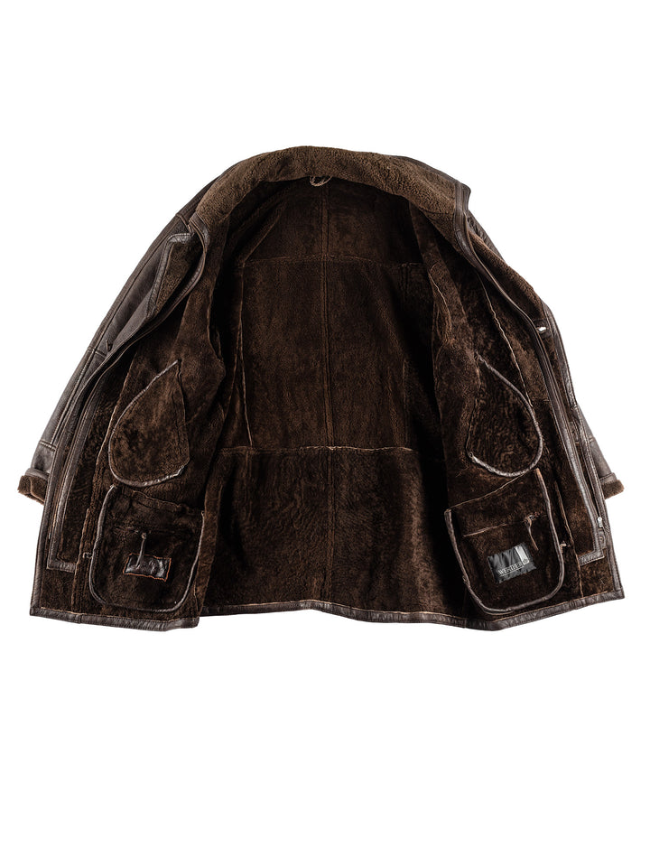 Vintage 80's Men Sheepskin Coat in BrownVN446