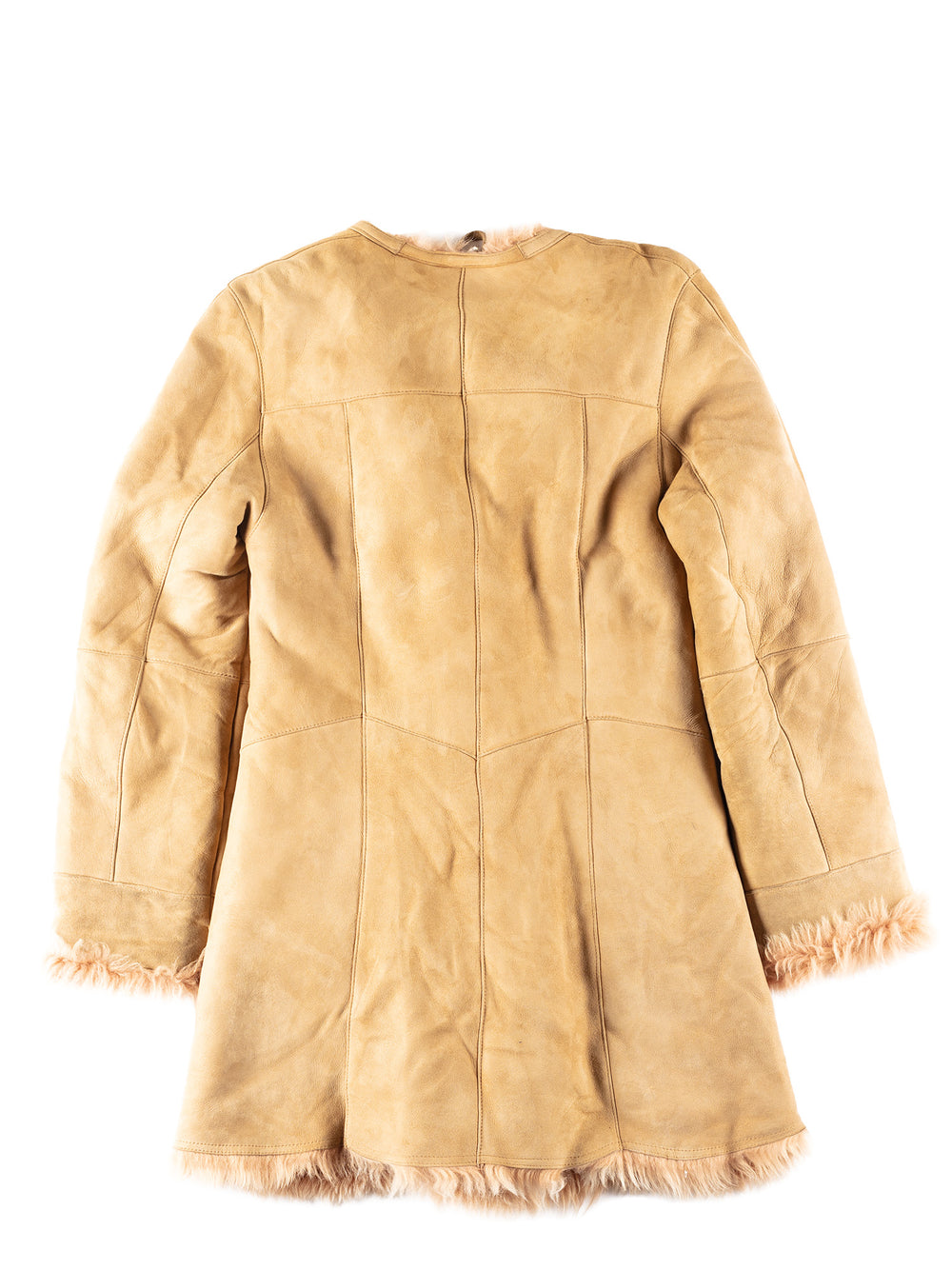 Vintage 90's Women Sheepskin Coat in Beige