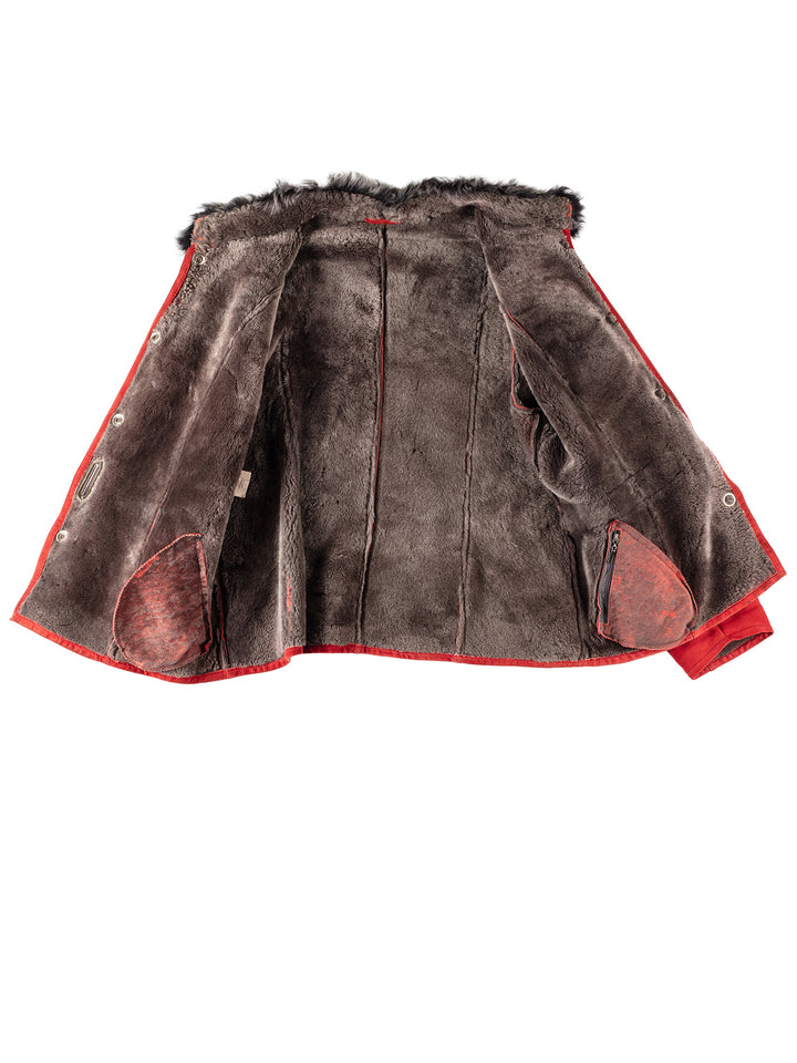Vintage 70's Women Sheepskin Coat in RedMN563