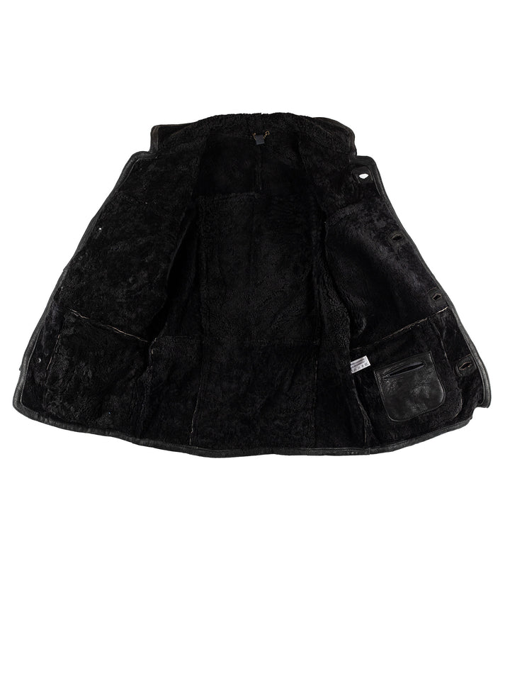 Vintage 80's Men Sheepskin Coat in BlackVN456