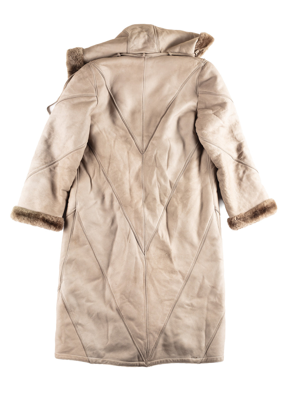 Vintage 80's Women Sheepskin Coat in Beige