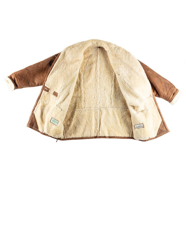 Vintage 80's Women Sheepskin Coat in BrownMN665