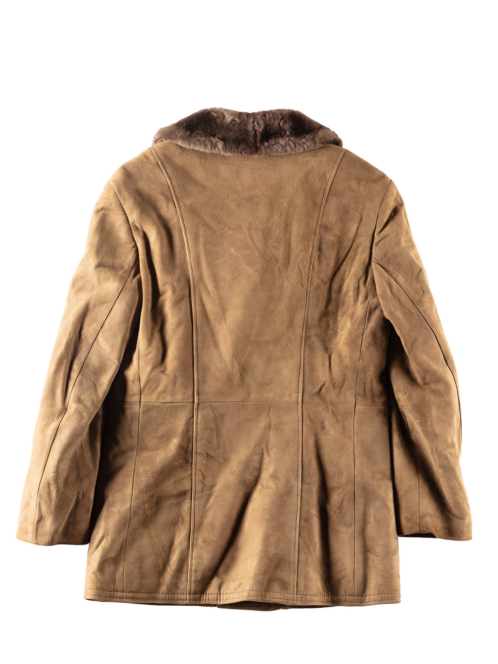 Vintage 80's Men Faux Sheepskin Coat in Beige