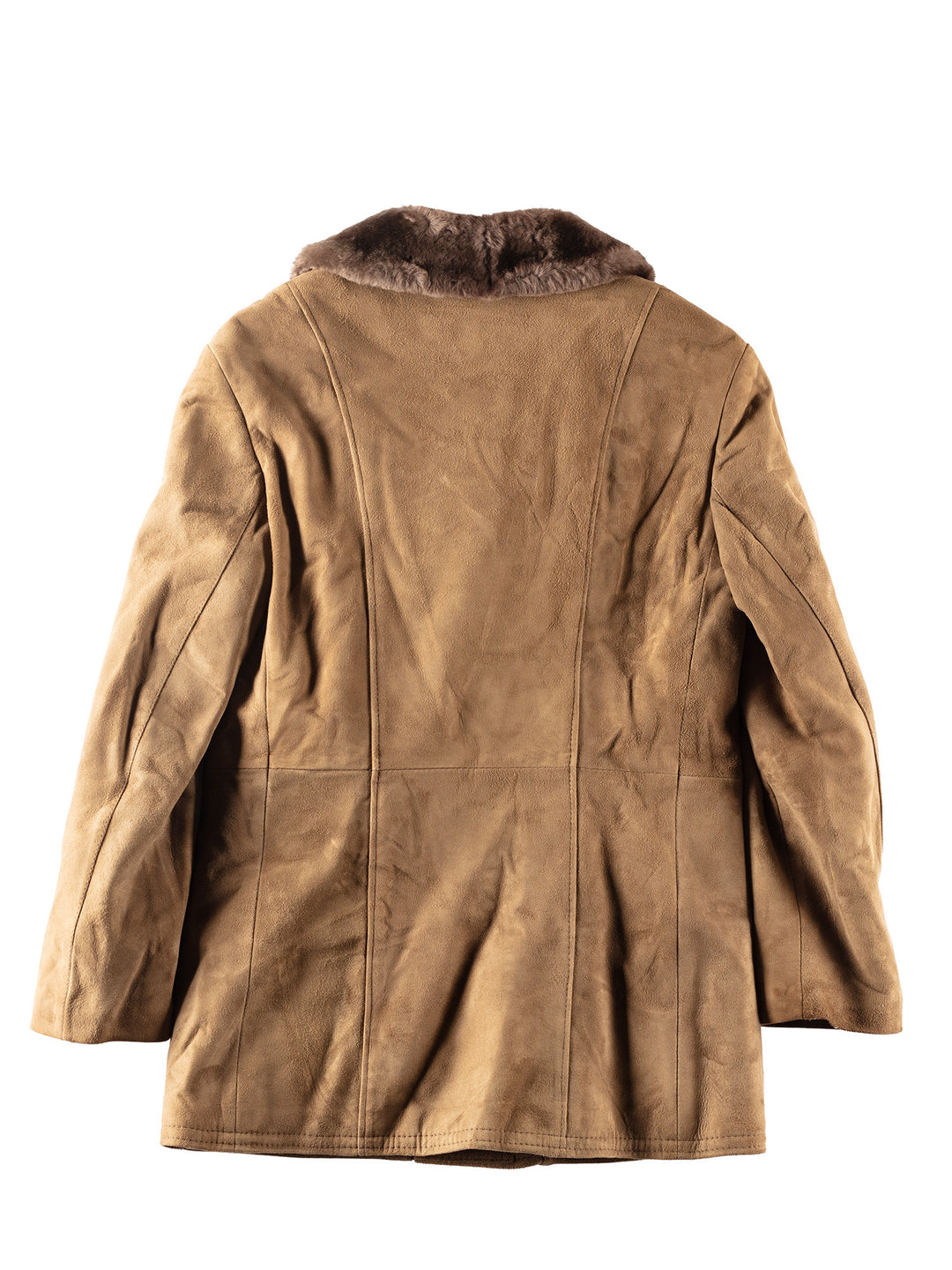 Vintage 80's Men Faux Sheepskin Coat in Beige