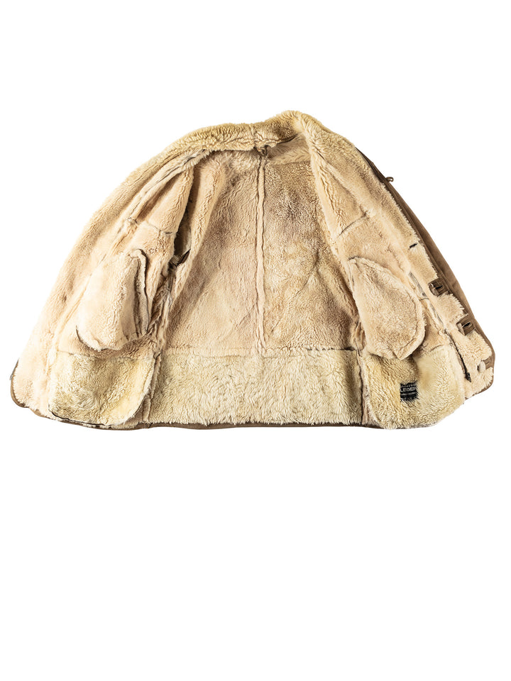 Vintage 80's Men Sheepskin Coat in KhakiVN414