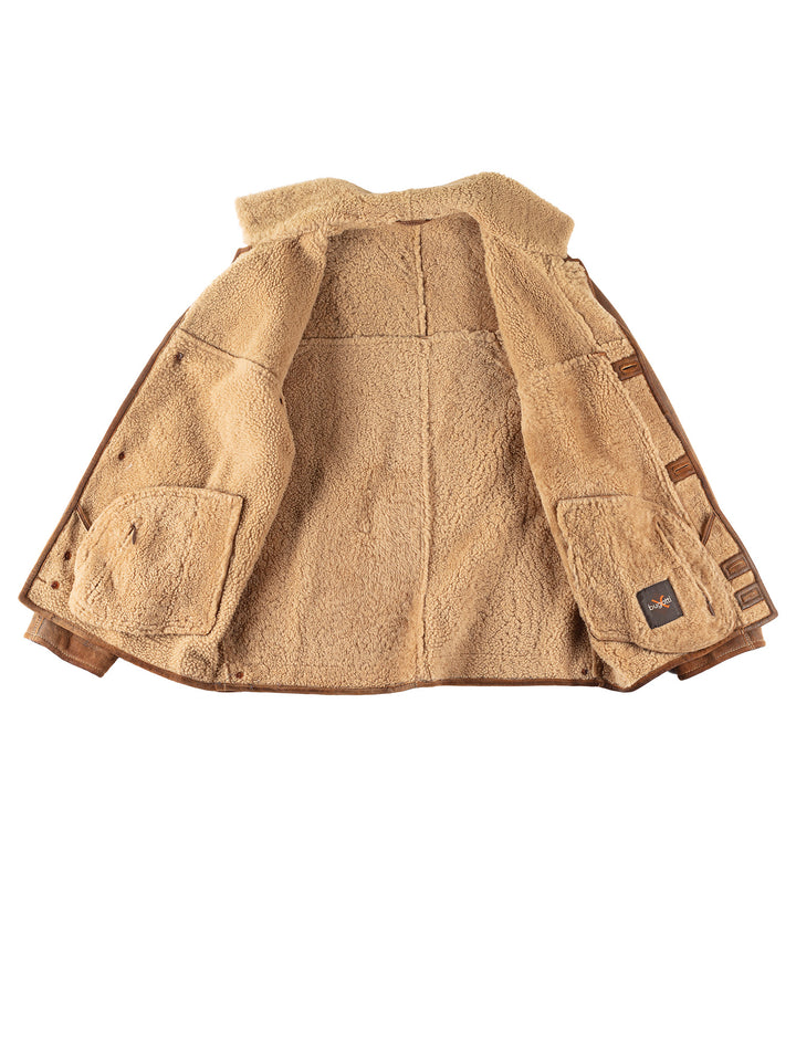 Vintage 90's Men Sheepskin Jacket in BrownVN278