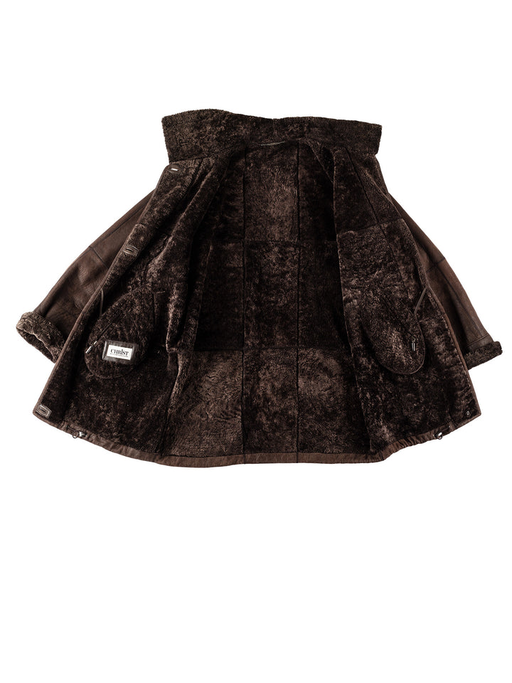 Vintage 80's Women Sheepskin Coat in BrownMN539