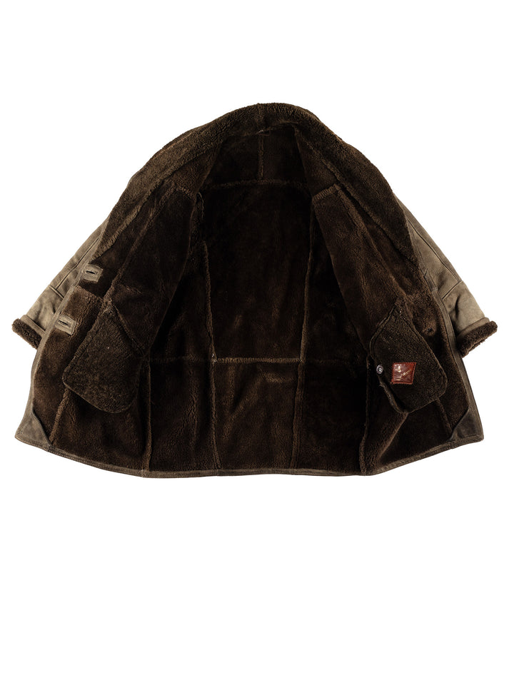 Vintage 80's Women Sheepskin Coat in GreenMN784