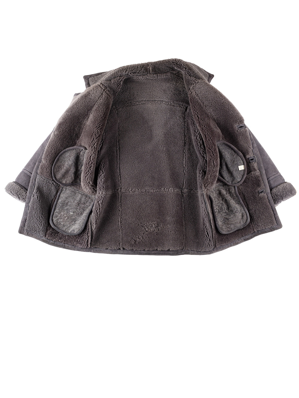 Vintage 80's Men Sheepskin Coat in GrayVN286