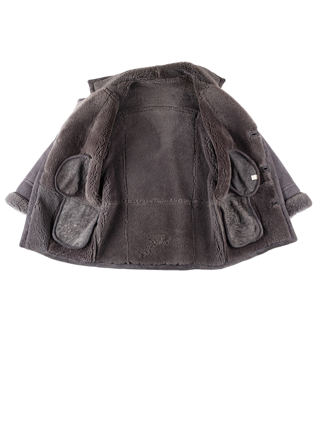 Vintage 80's Men Sheepskin Coat in GrayVN286