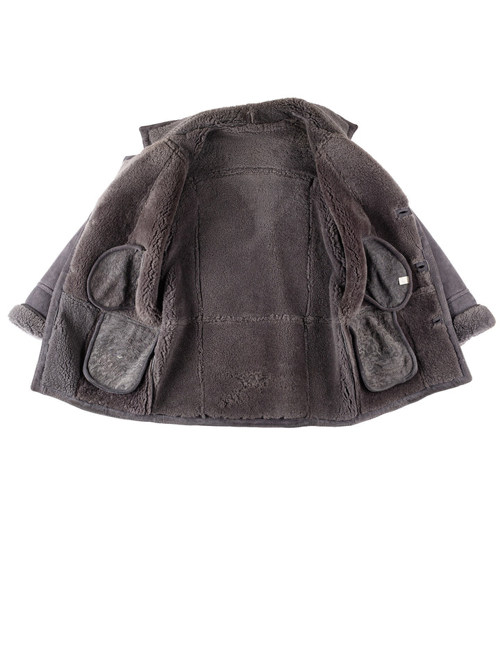 Vintage 80's Men Sheepskin Coat in GrayVN286