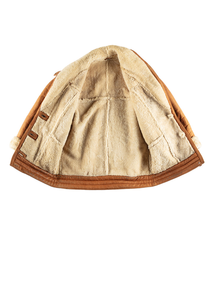 Vintage 80's Women Sheepskin Coat in BrownMN668