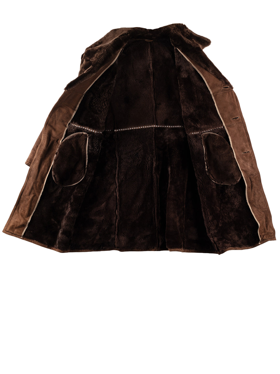 Vintage 80's Men Sheepskin Coat in BrownVN636