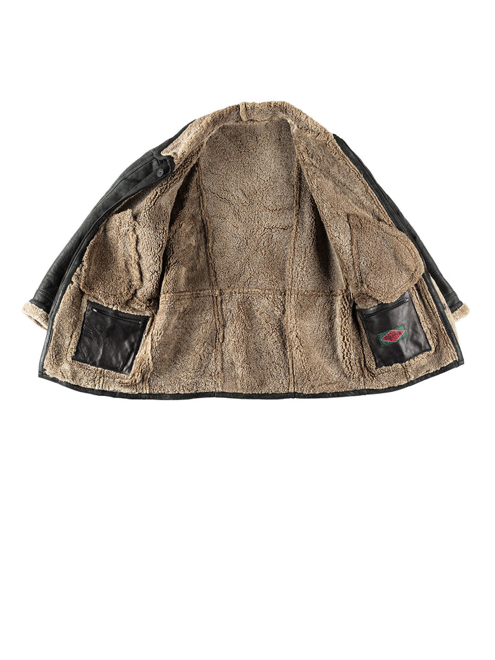 Vintage 80's Men Sheepskin Coat in BlackVN327